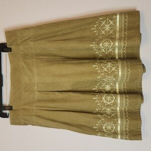 Ann Taylor Khaki Embroidered A-Line Skirt, size 12
